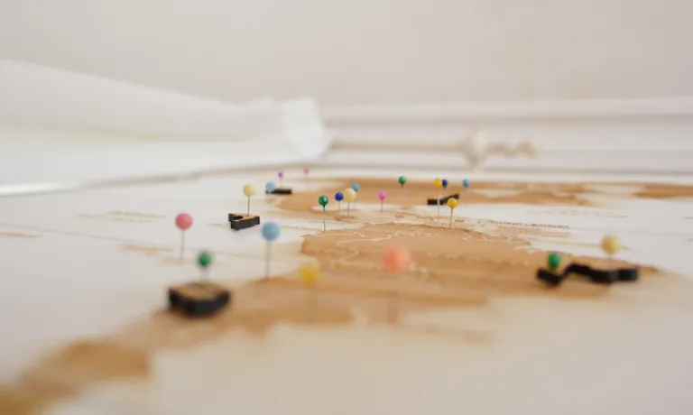 Picture of a map with pins