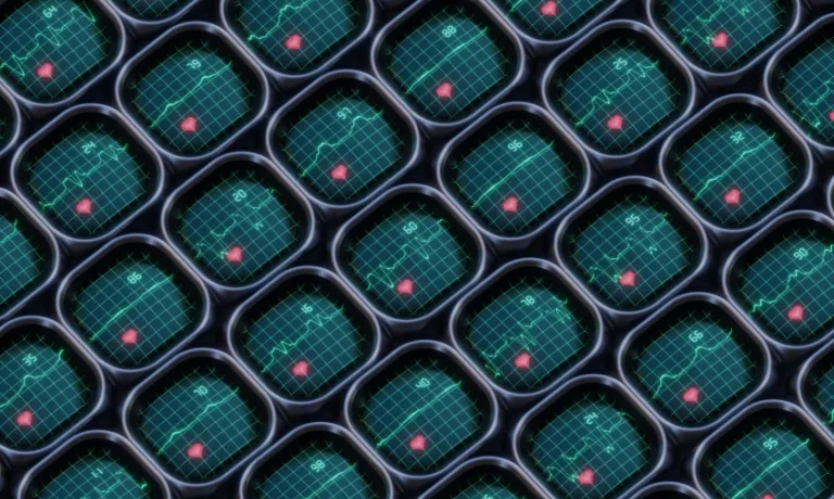 A grid of heart monitors
