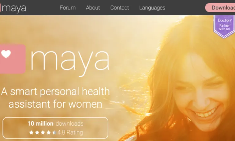 Maya's website - claims 100 million downloads and a 4.8 rating