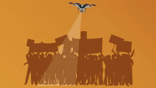 Drone watching crowd graphic
