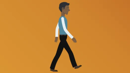 Man walking in profile graphic