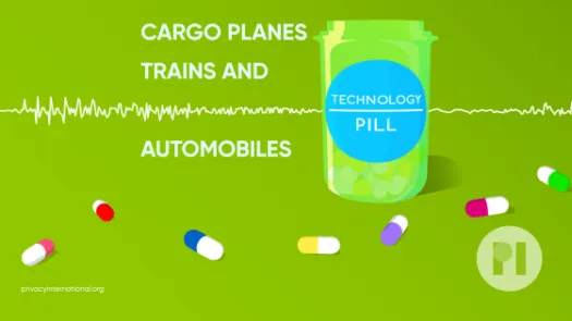 Technology pill logo on top of sound wave form Text reads Cargo Planes, Trains and Automobiles