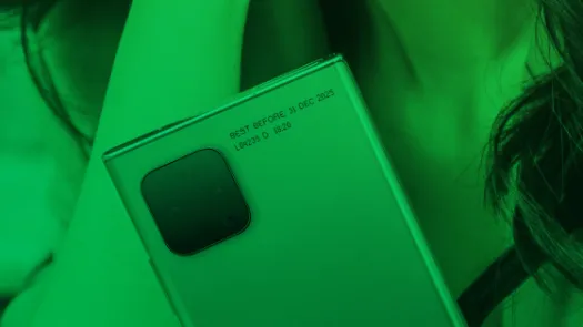 generic smartphone displaying a best before date on its back