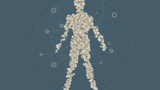 Image of human body with dots of data being extracted 