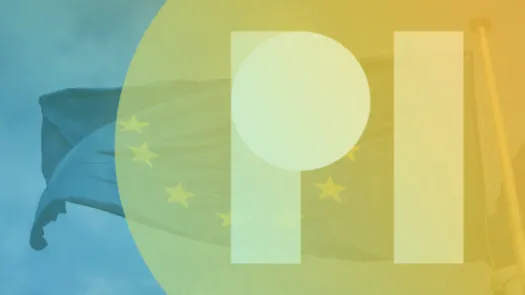 PI logo over a flag of the European Union