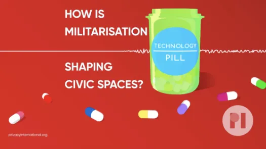 Green pill bottle with label reading Technology Pill surrounded by muli-colour pills with a sound waveform running behind it, title hovers next to bottle