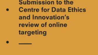Front cover of submission to data ethics and innovation